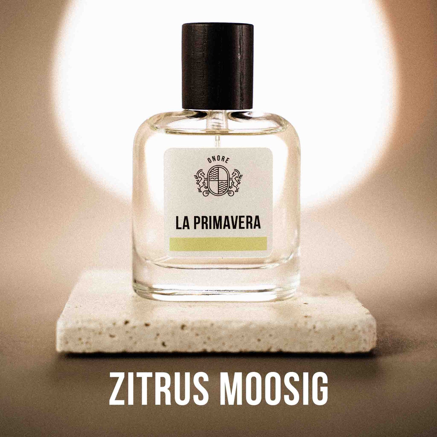 Onore La Primavera Parfum – zitrus-moosiger Duft mit Bergamotte, Magnolie und Limette.