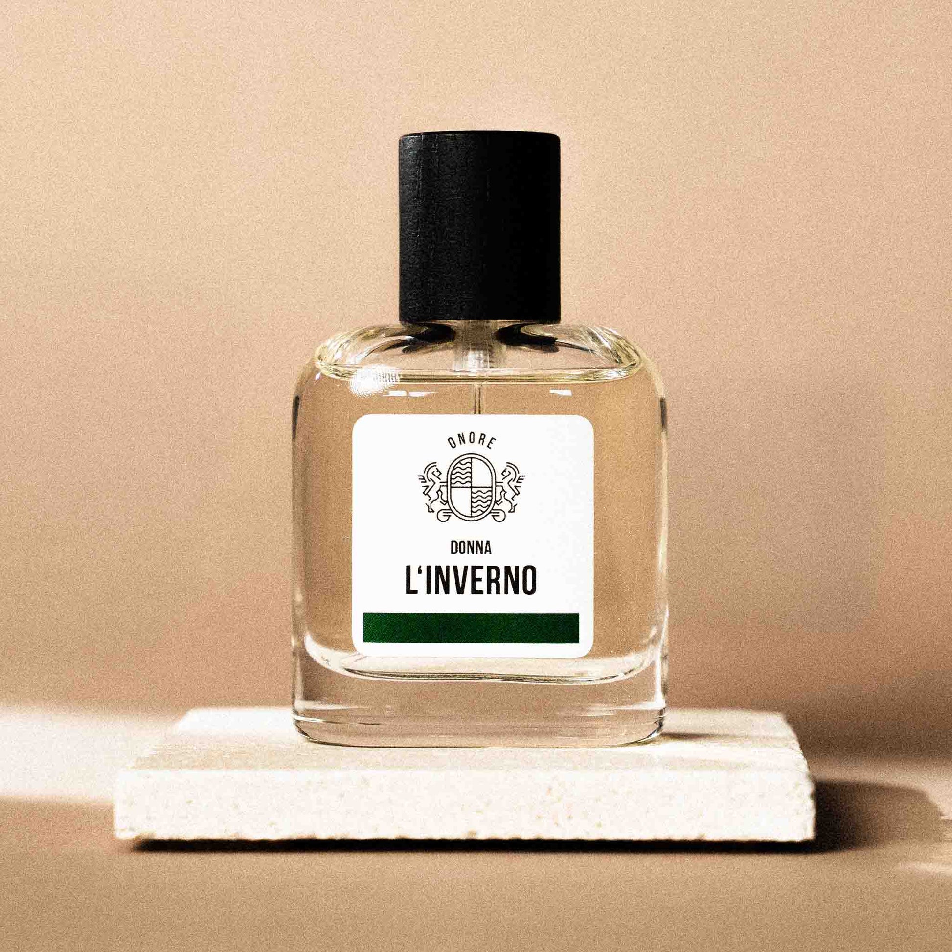 Onore Damen-Parfum L’Inverno – intensiver Winterduft mit kühler Eleganz.